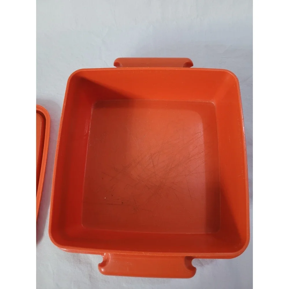 Orange Tupperware Square Away Container #1362-17